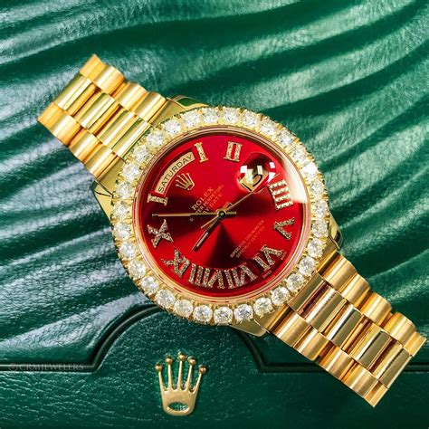 red fac rolex|Rolex red face diamond bezel.